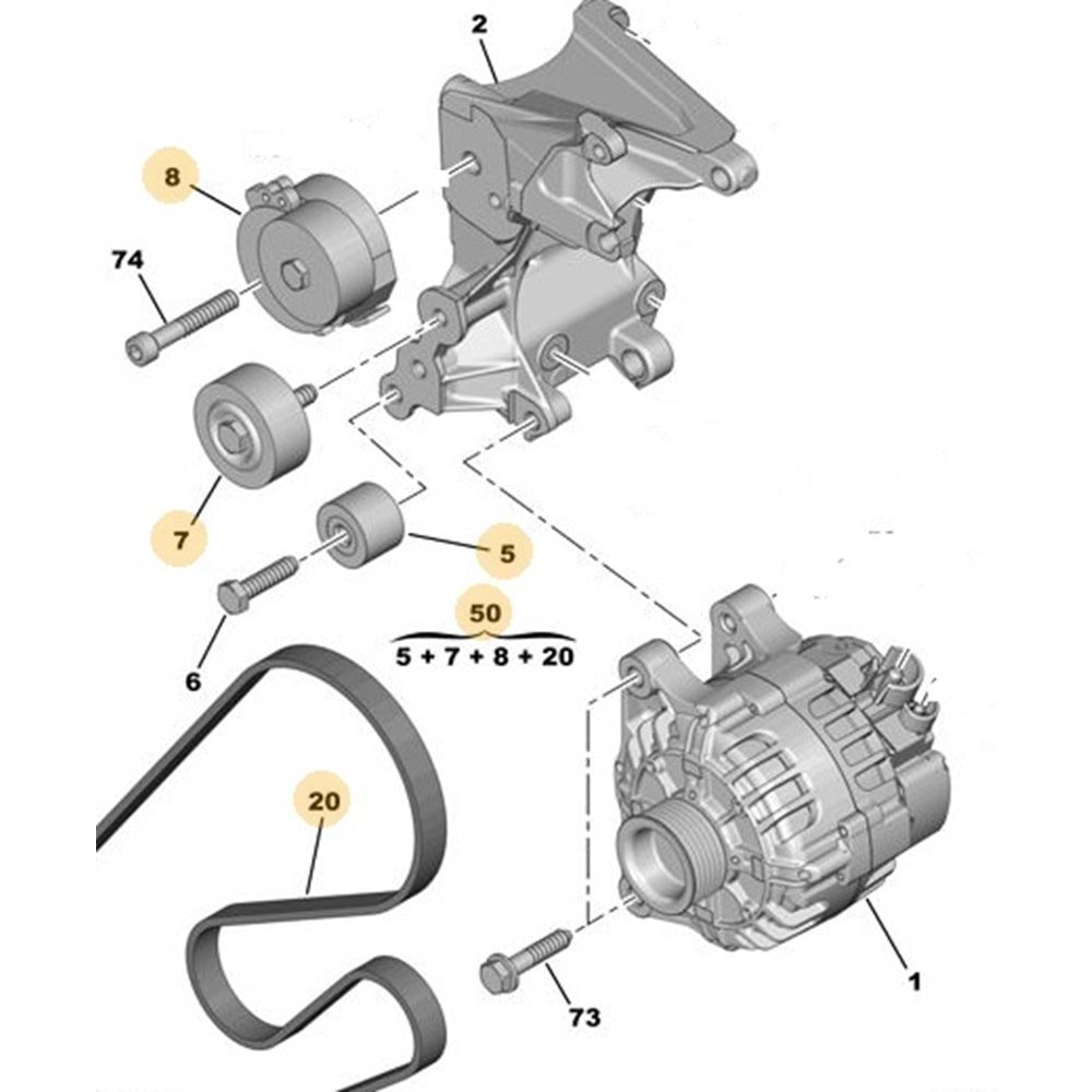 Alternatör Gergi Rulmanı Peugeot 206-306-Partner Citroen Berlingo-Xsara