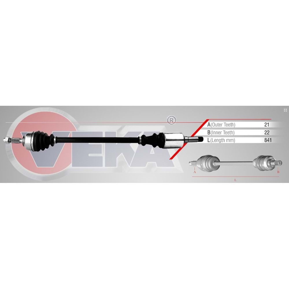 Komple Aks Sağ Ön Citroen C2 (Jm) 1.4 Yaylı Tip Uzunluk 841mm 03-09