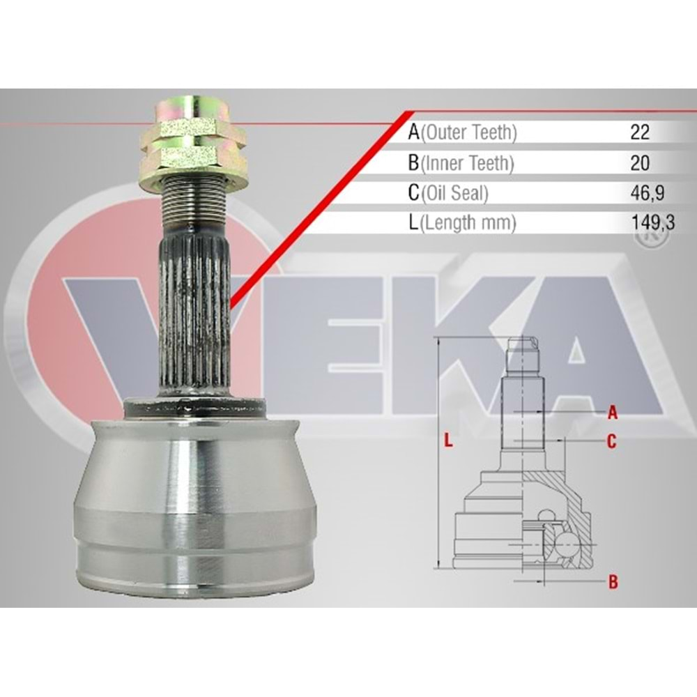 Aks Kafası Sol-Sağ Ön Dış Fiat Albea 1.2İ 22X20X46,9 Uzunluk 149,3mm 03_07 Arası