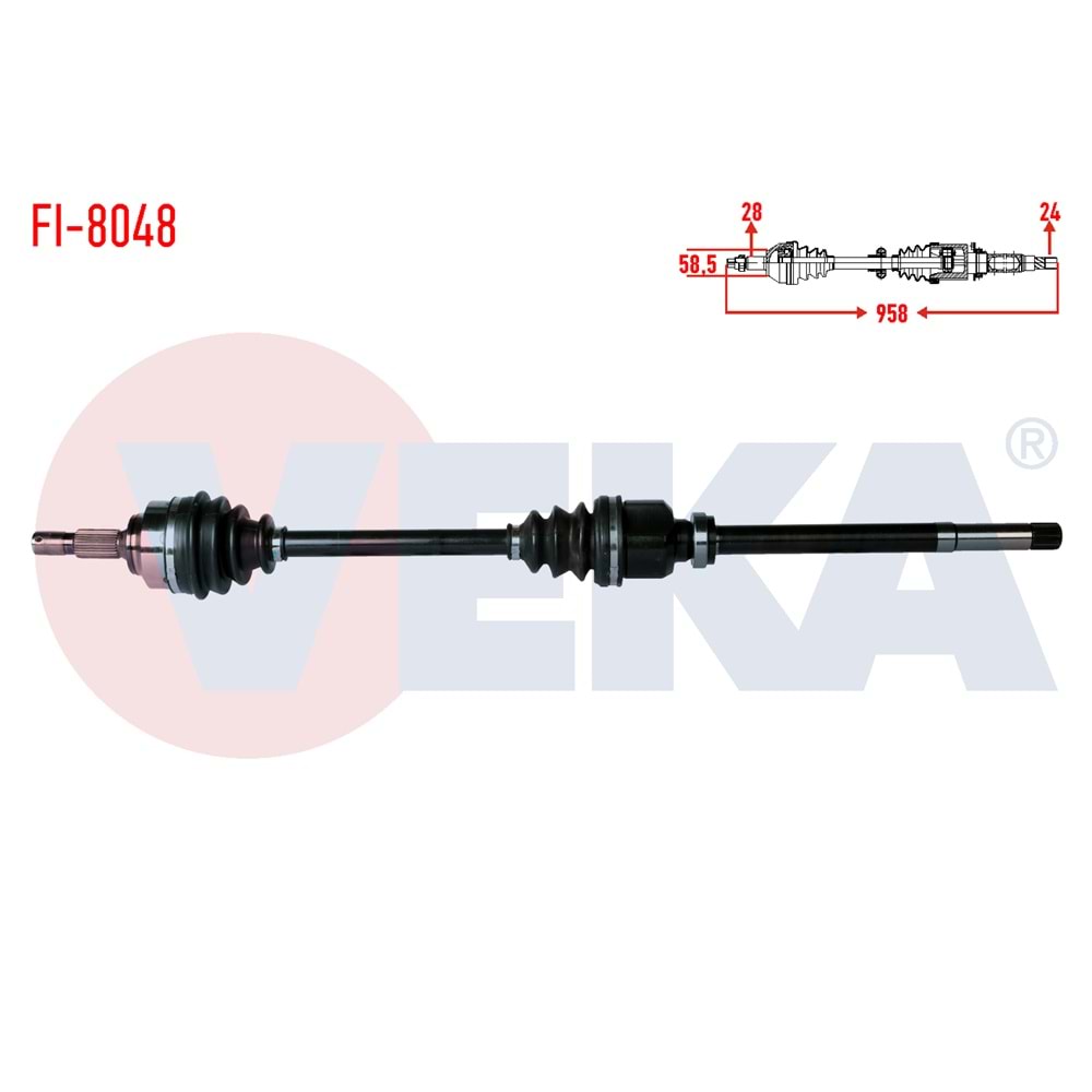 Komple Ön Aks Sağ Fiat Scudo Uzunluk 958mm (270) 1.6 MJT 07-