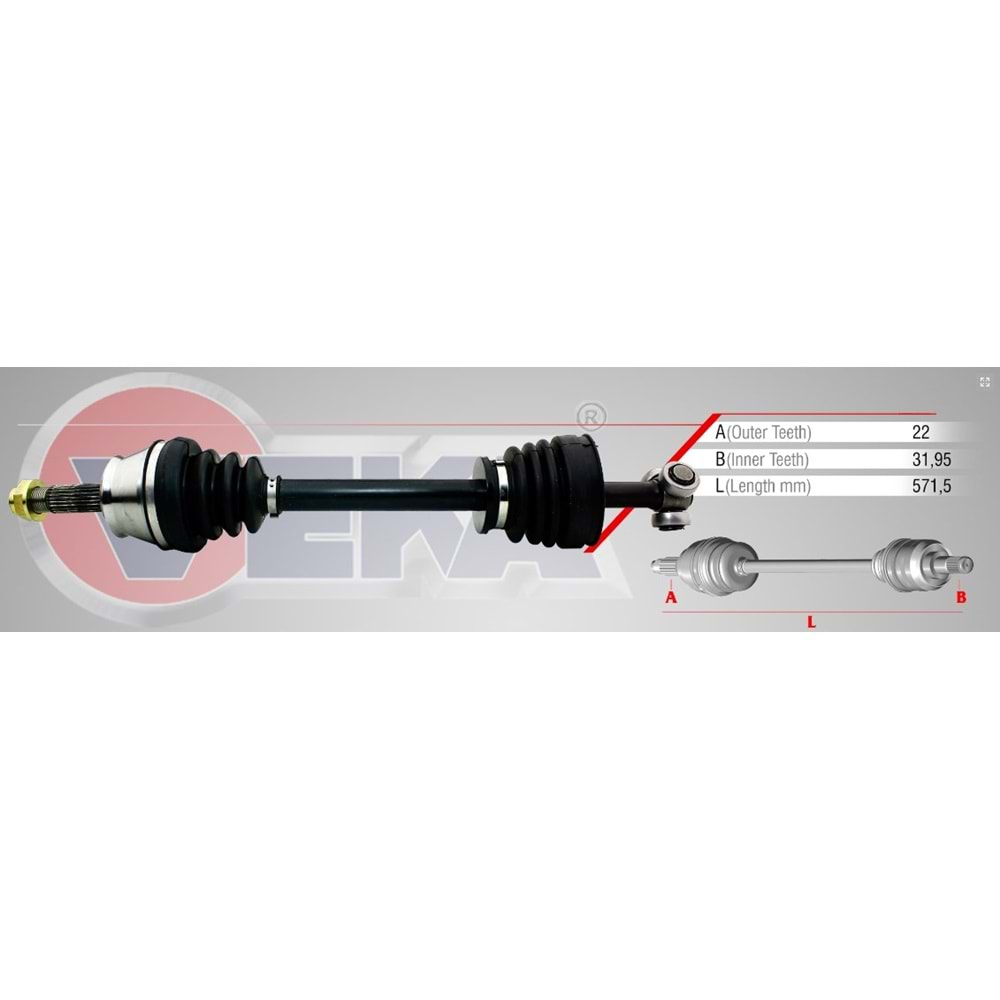 Aks Sol Ön Fiat Palio (178Bx) (178Dx) 1.2İ 16V C513 Şanzıman Uzunluk 571,5mm 96_05 Arası