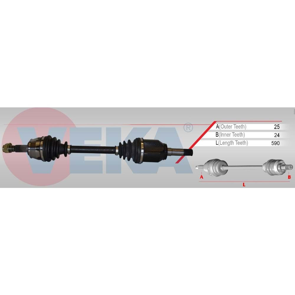 Komple Aks Ön Sol (İç Kafası Takılı) Fiat Fiorino (225) 1.3 MJT A-T Uzunluk 590mm 08_13 Arası