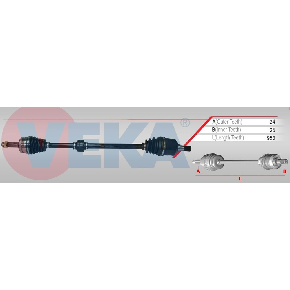 Komple Aks Sağ Ön Fiat Egea 1.3 MJT Uzunluk 953mm 2015 Sonrası