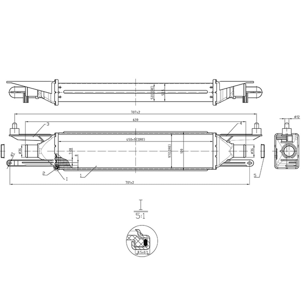 Turbo Radyatörü (İntercooler) Fiat Linea 07 Sonrası G.Punto 05 Sonrası 1.3 MTJ (450x