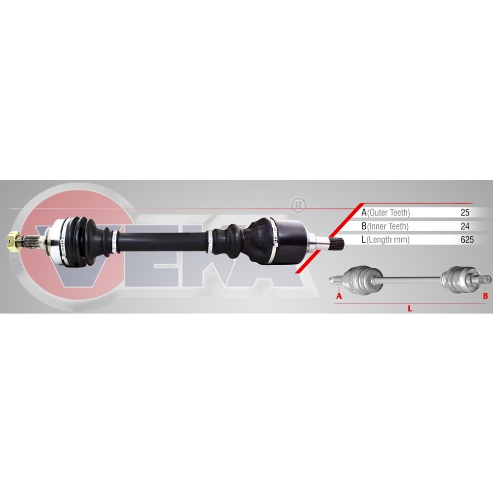 Aks Sol Ön Komple Peugeot Partner Tepee 307 1.6 HDI Uzunluk 625mm 2008 Sonrası