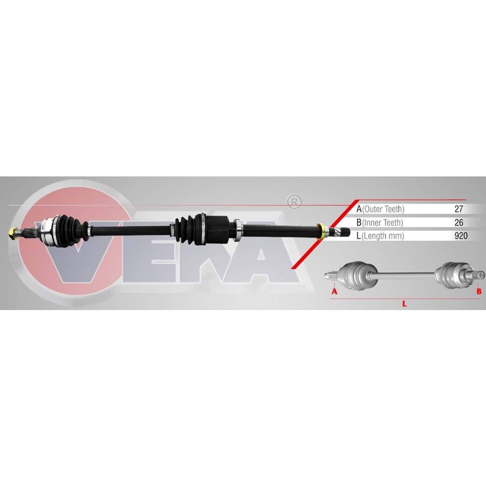 Komple Aks Sağ Ön Renault Kangoo (Kw0 1) 1.5 Dci Uzunluk 920Mm 2008 Sonrası