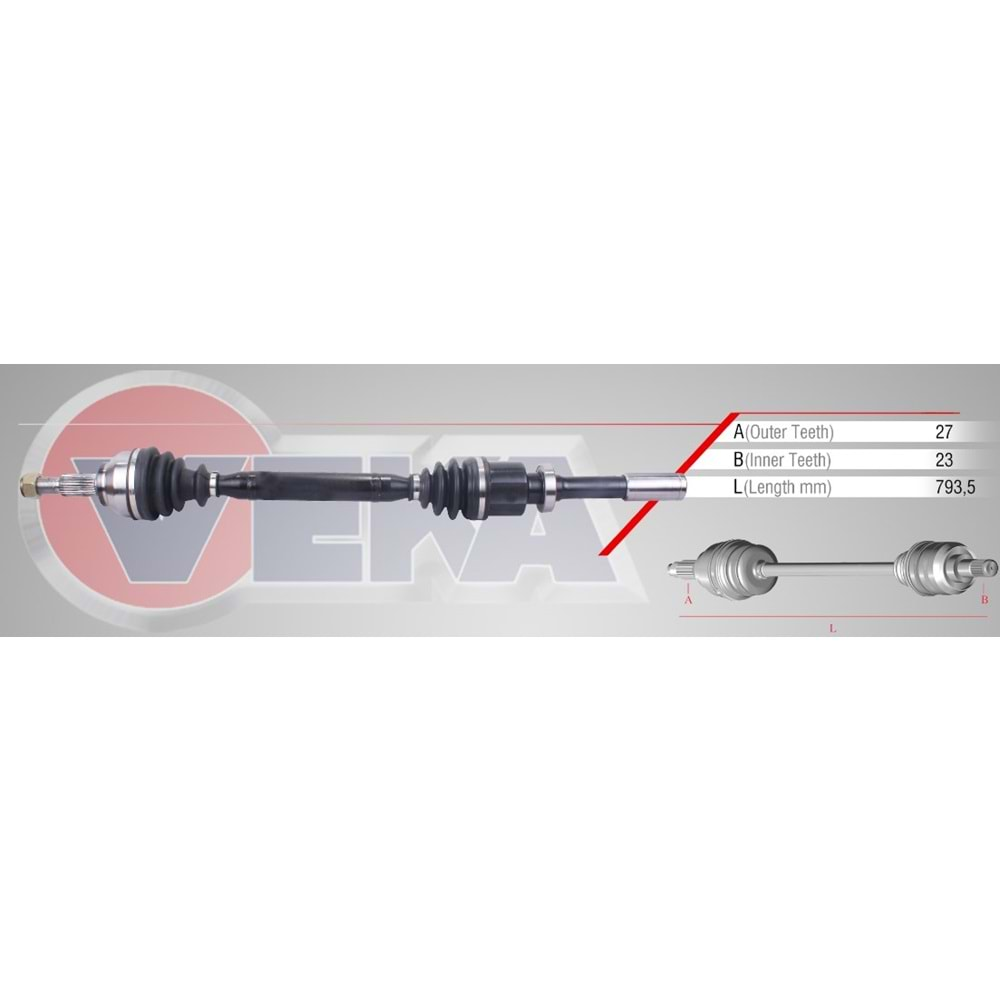 Komple Aks Sağ Ön Renault Laguna II (Bg0 1) 1.6İ 16V M-T Jh3 Şanzıman Uzunluk 793,5mm 01-07