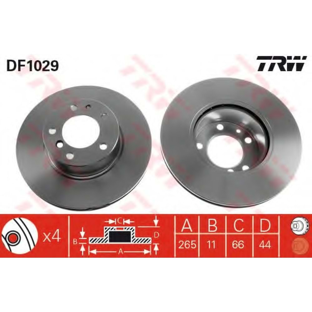 Arka Fren Diski Düz 265mm 5 Delik Renault Laguna I 1.8-1.9D-2.0 16V