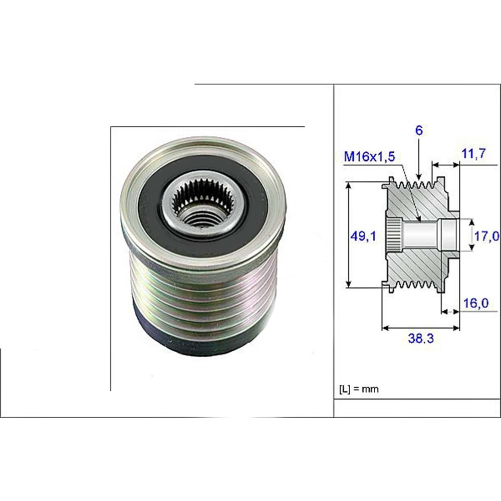 Alternatör Kasnağı Rulmanlı Renault Laguna II 01> Megane II-III 08>