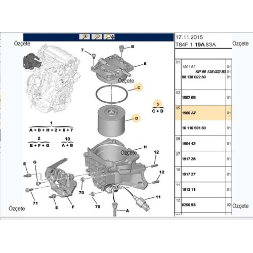 Mazot Filtresi Dw10cted 508 3008 5008 Expert C4 C5 C8