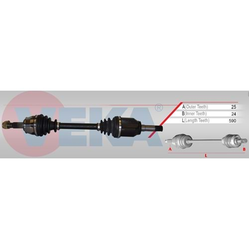 Komple Aks Ön Sol (İç Kafası Takılı) Fiat Fiorino (225) 1.3 MJT A-T Uzunluk 590mm 08_13 Arası