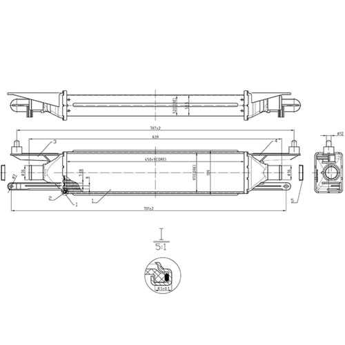 Turbo Radyatörü (İntercooler) Fiat Linea 07 Sonrası G.Punto 05 Sonrası 1.3 MTJ (450x