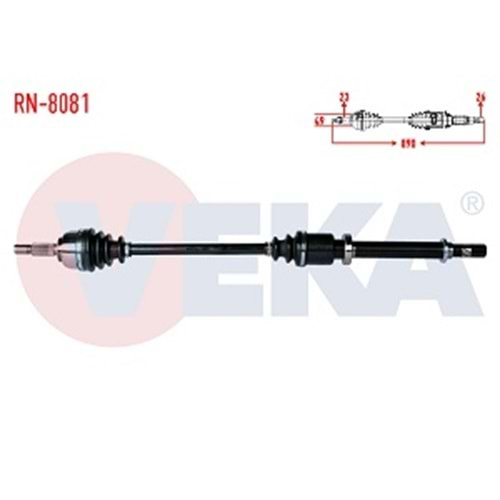 Komple Ön Aks Sağ Renault Clio III (BR0 1,CR0 1) 1.2i 16v Uzunluk 890mm 05-12