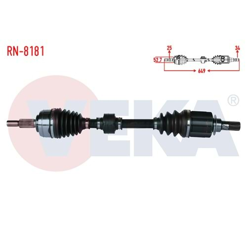 Komple Ön Aks Sol Uzunluk 694mm Renault Megane IV (B9A M_) 1.5 DCI (Euro 6) A-T 16-