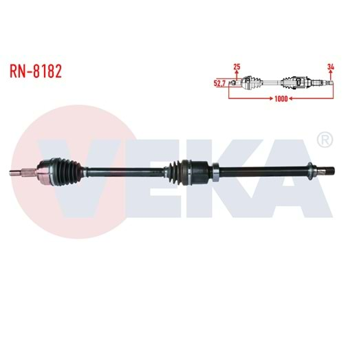 Komple Aks Sağ Ön Uzunluk 1040mm Renault Megane IV (B9A M_) 1.5 DCI (Euro 6) A-T 16-