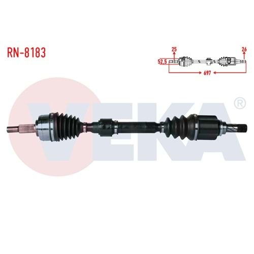 Komple Ön Aks Sol Uzunluk 742mm Renault Megane IV (B9A M_) HB 1.5 DCI 16-