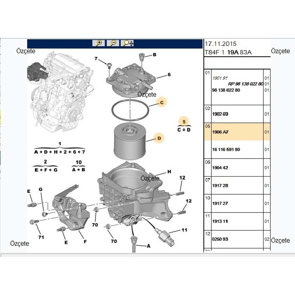 Mazot Filtresi Dw10cted 508 3008 5008 Expert C4 C5 C8