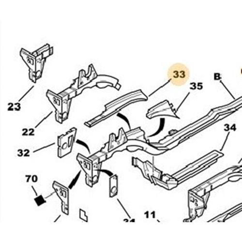 Şase Üst Kapağı Sağ Peugeot Partner / Citroen Berlingo