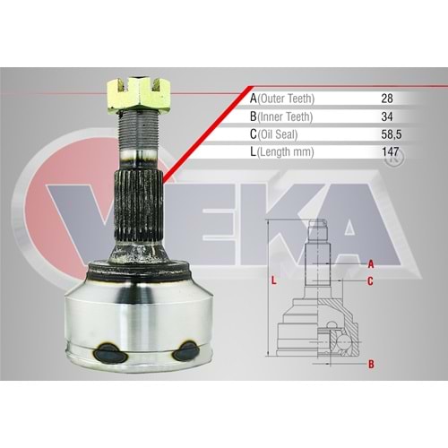 Aks Kafası Sol-Sağ Uyumlu Ön Dış Fiat Scudo 1.6 MJT (270) 28X34X58,5 U