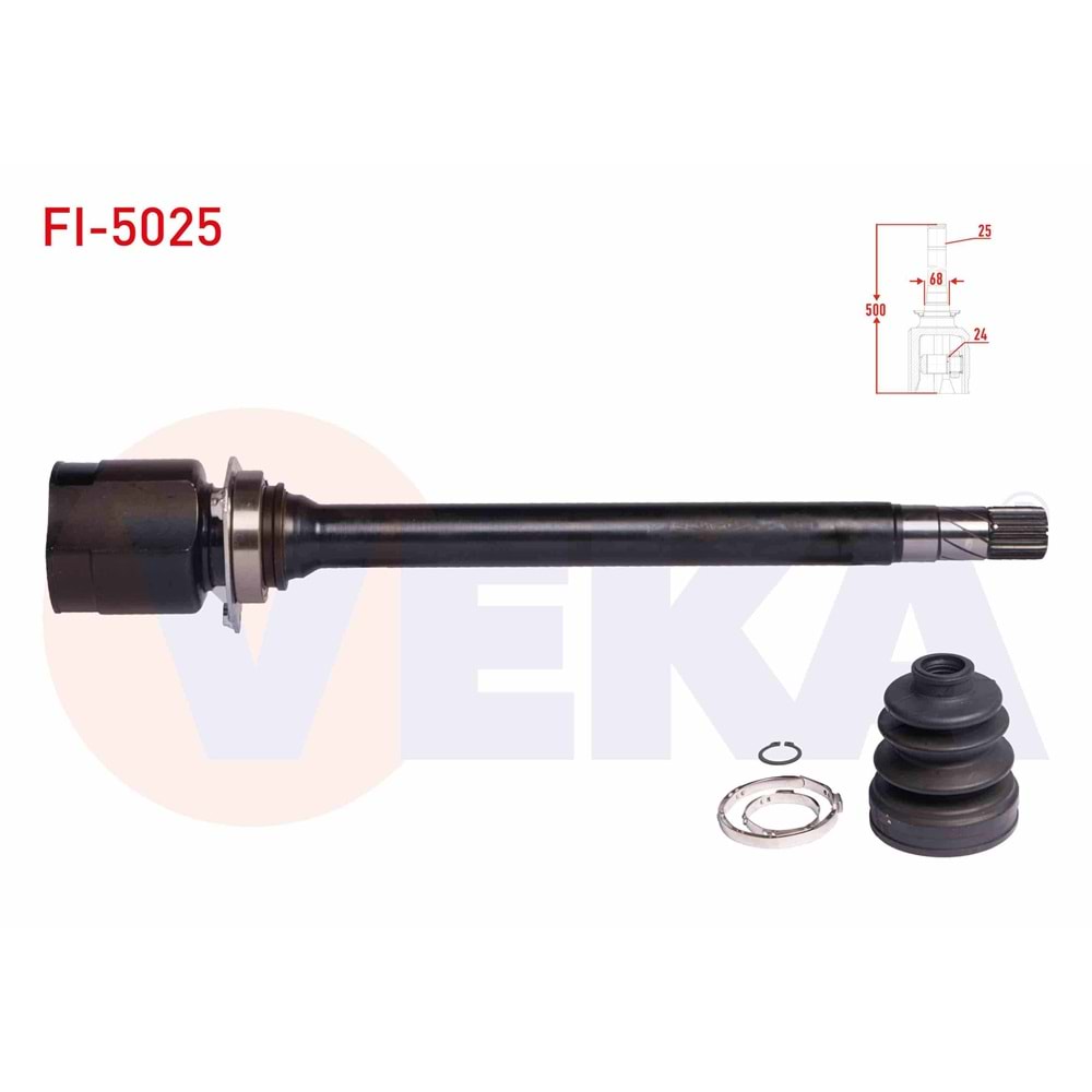 Aks Kafası Sağ Ön İç Fiat Egea 1.6 Mjt M-T 24X25X68 Uzunluk 500mm 2015 Sonrası