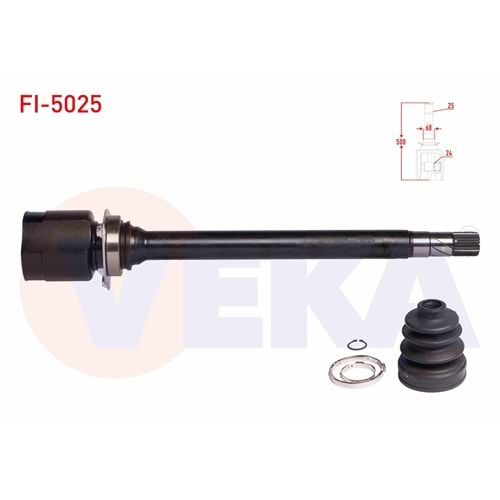 Aks Kafası Sağ Ön İç Fiat Egea 1.6 Mjt M-T 24X25X68 Uzunluk 500mm 2015 Sonrası