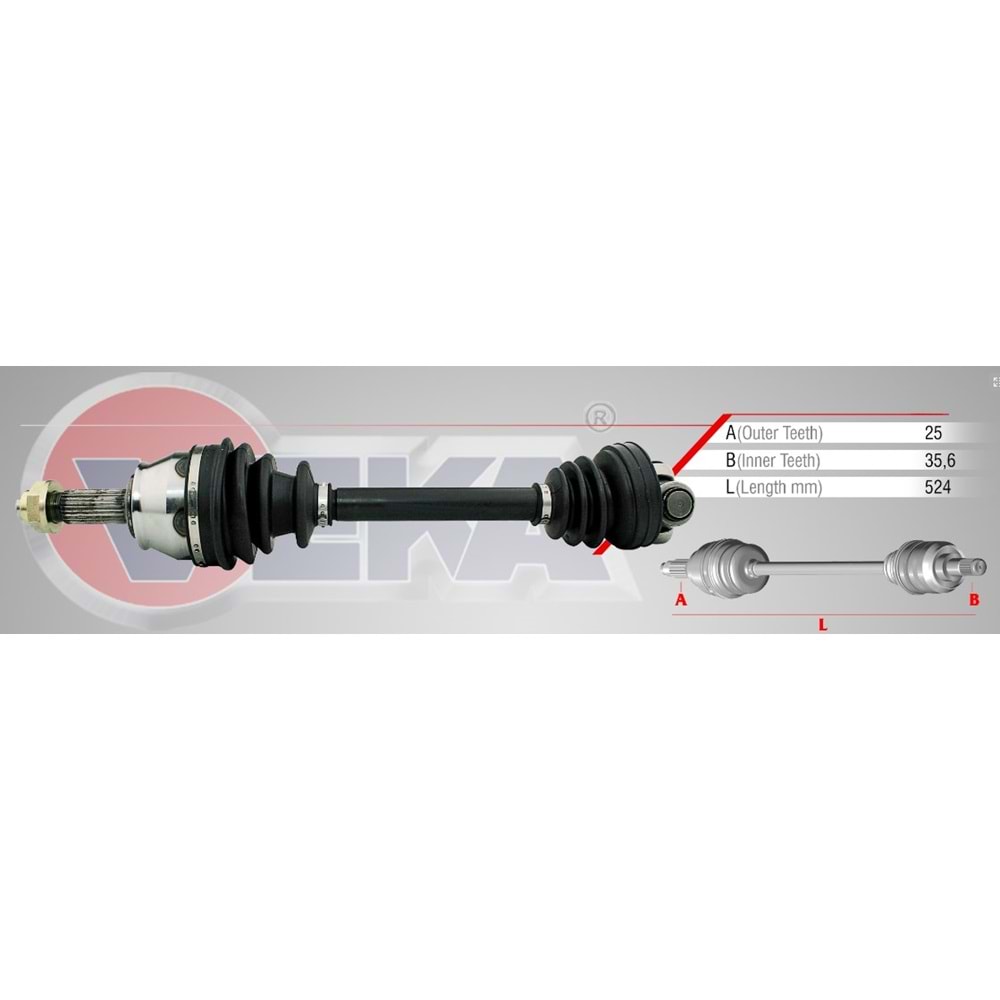Komple Aks Sağ Ön Fiat Doblo (119,223) 1.3 Mjt Uzunluk 524mm 2001_2010 Arası