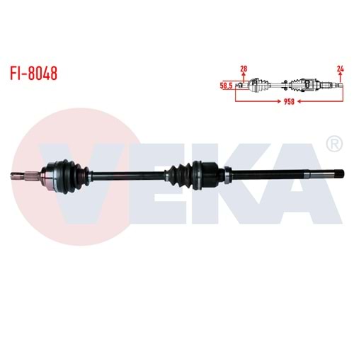 Komple Ön Aks Sağ Fiat Scudo Uzunluk 958mm (270) 1.6 MJT 07-