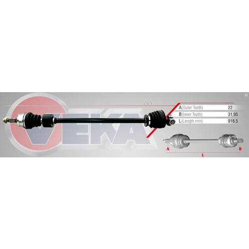 Aks Sağ Ön Fiat Palio (178Bx) (178Dx) 1.2İ 16V C513 Şanzıman Uzunluk 918,5mm 96_05 Arası