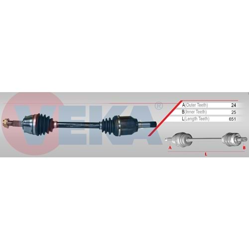 Komple Aks Sol Ön Fiat Egea 1.3 MJT Uzunluk 651mm 2015 Sonrası