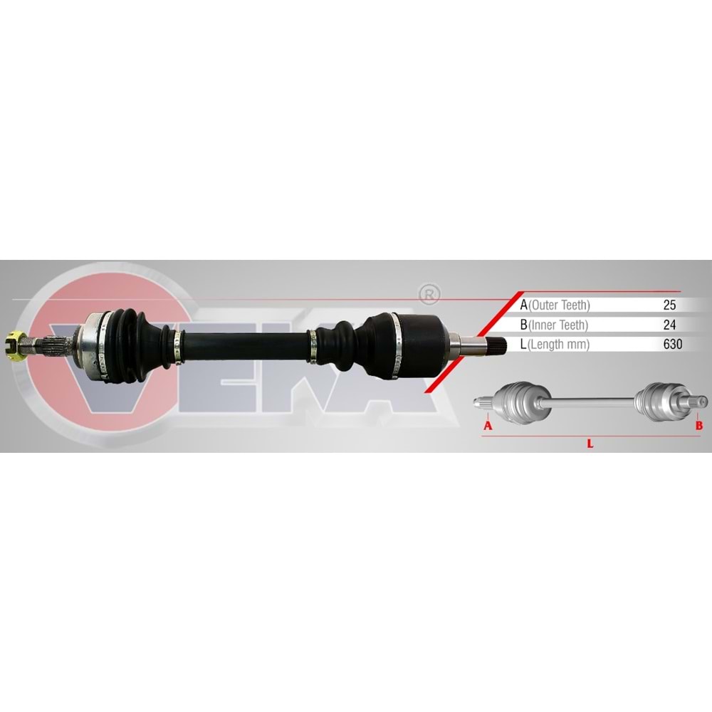 Aks Sol Ön Komple 630mm Peugeot 307 (3A C) 1.4 HDI 00_07 Arası