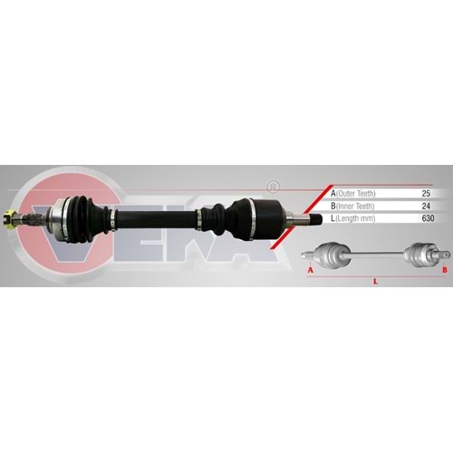 Aks Sol Ön Komple 630mm Peugeot 307 (3A C) 1.4 HDI 00_07 Arası