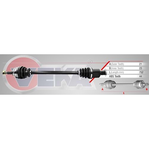 Komple Aks Sağ Ön Renault Megane I (Ba0 1) 1.6İ 16V Abs'Li 44 Diş Uzunluk 752mm 96_03 Arası