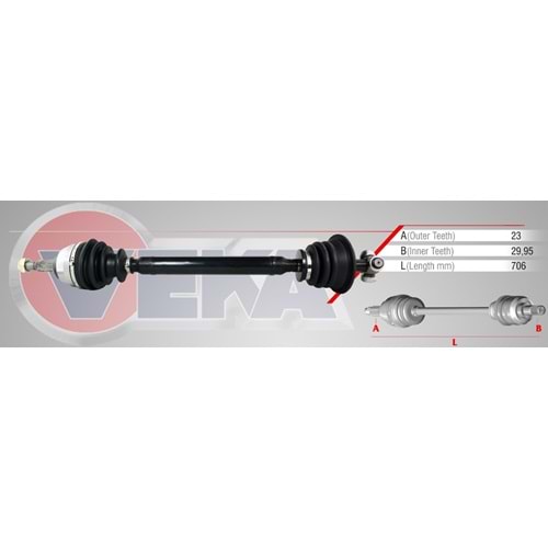 Komple Aks Sol Ön Renault Laguna I (B56,556) 1.6İ Uzunluk 706Mm 1993_2001 Arası