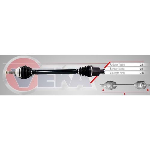 Komple Aks Sağ Ön Renault Laguna I (B56,556) 1.6İ Uzunluk 747Mm 1993-2001 Arası