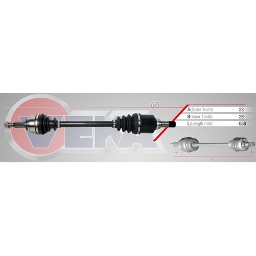 Komple Aks Sol Ön Renault Symbol III (Jz0 1) 1.5 Dci Uzunluk 658mm 2012 Sonrası