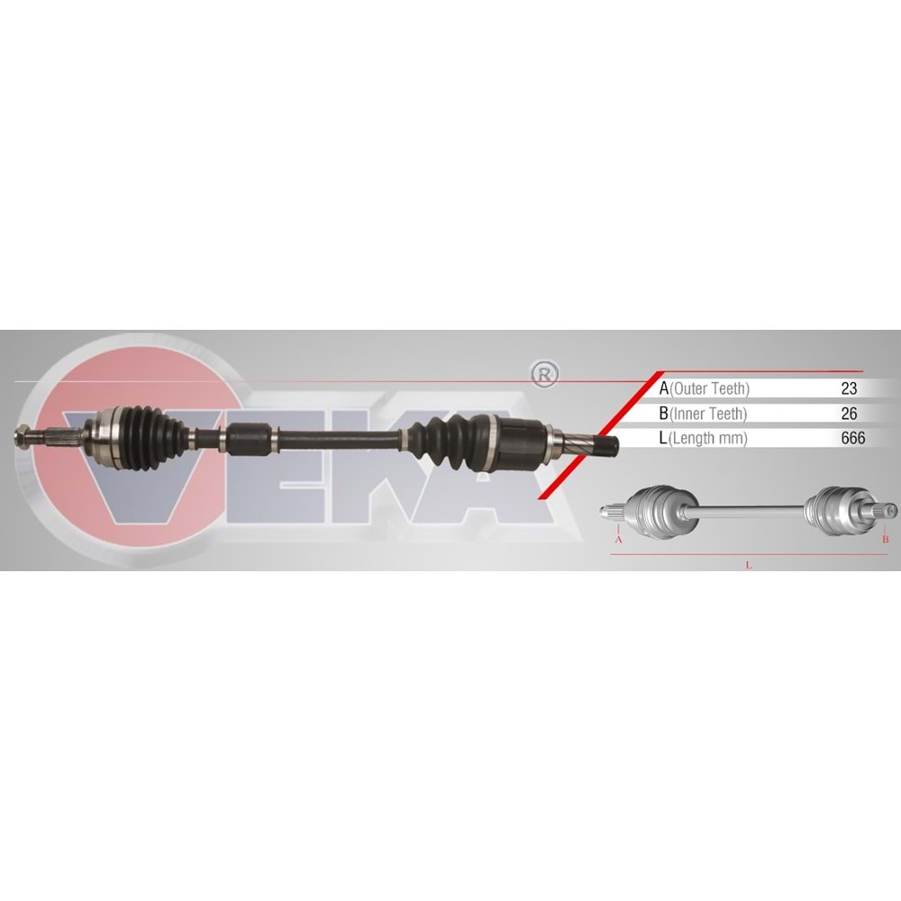 Komple Aks Sol Ön Renault Clio IV 1.2 16V Uzunluk 666mm 2012 Sonrası