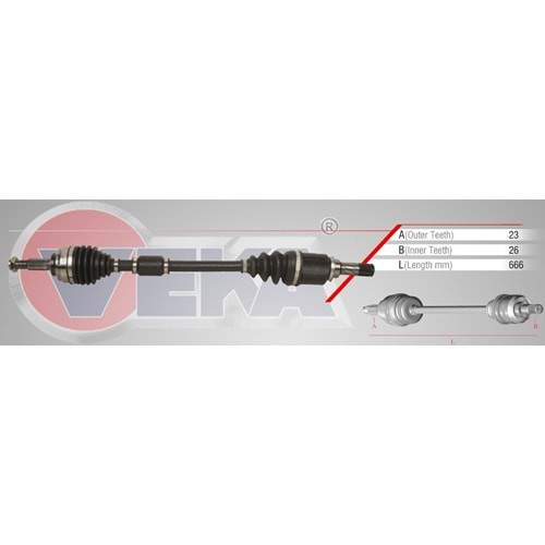Komple Aks Sol Ön Renault Clio IV 1.2 16V Uzunluk 666mm 2012 Sonrası