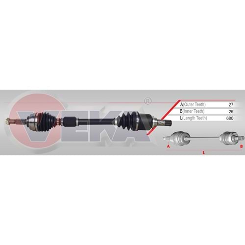 Komple Aks Sol Ön Renault Kangoo (Kw0 1) 1.5 Dci 105 Hp 6 Vites Uzunluk 680mm 08 Sonrası