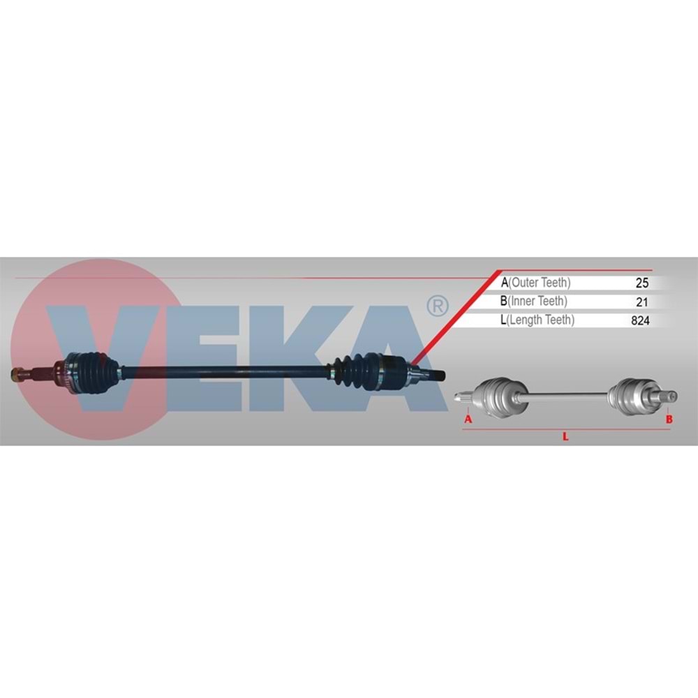 Aks Komple Sol/Sağ Uyumlu Arka ABS'li 48 Diş 824mm Dacia Duster 4X4 1.5 Dci 10 Sonrası