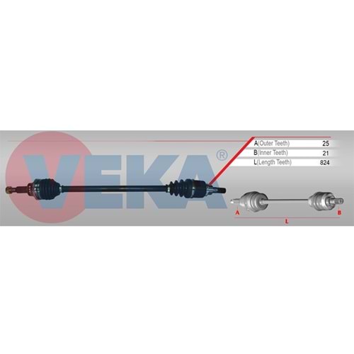 Aks Komple Sol/Sağ Uyumlu Arka ABS'li 48 Diş 824mm Dacia Duster 4X4 1.5 Dci 10 Sonrası
